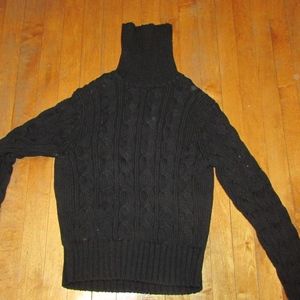 Black Ann Taylor Cable Knit Turtleneck